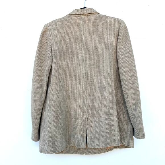 Vintage Women’s Caqueta Stroock Wool Herringbone Blazer Beige Jacket Large - Picture 4 of 6